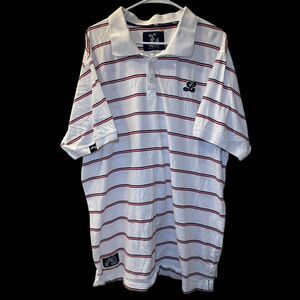 LRG Lifted Research Group Polo Shirt Men's Size 3XL Striped White Hiphop Y2K